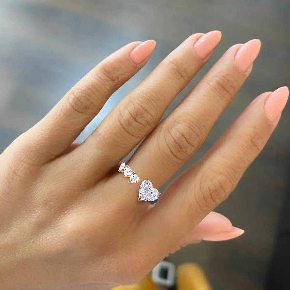 Floating Hearts Diamond Ring