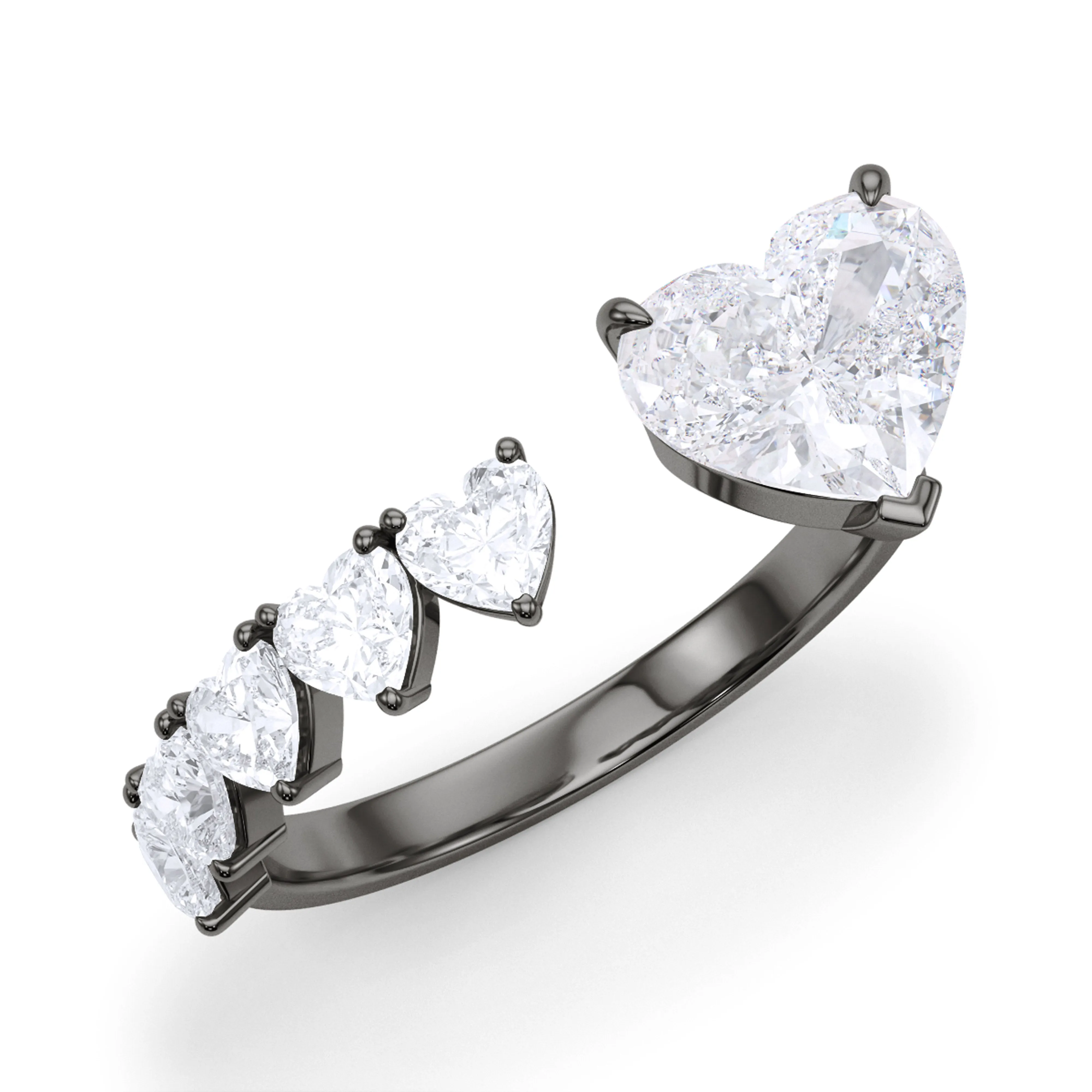 Floating Hearts Diamond Ring
