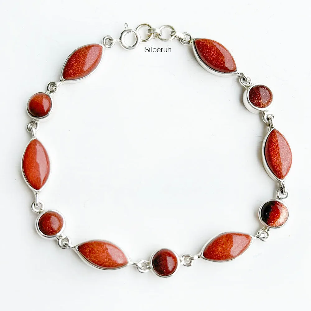 Golden Sunstone Silver Bracelet