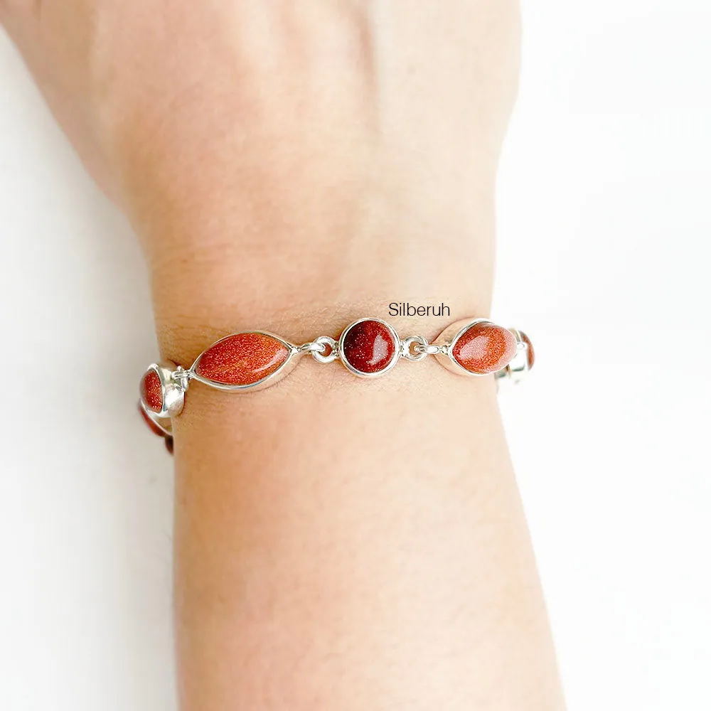 Golden Sunstone Silver Bracelet