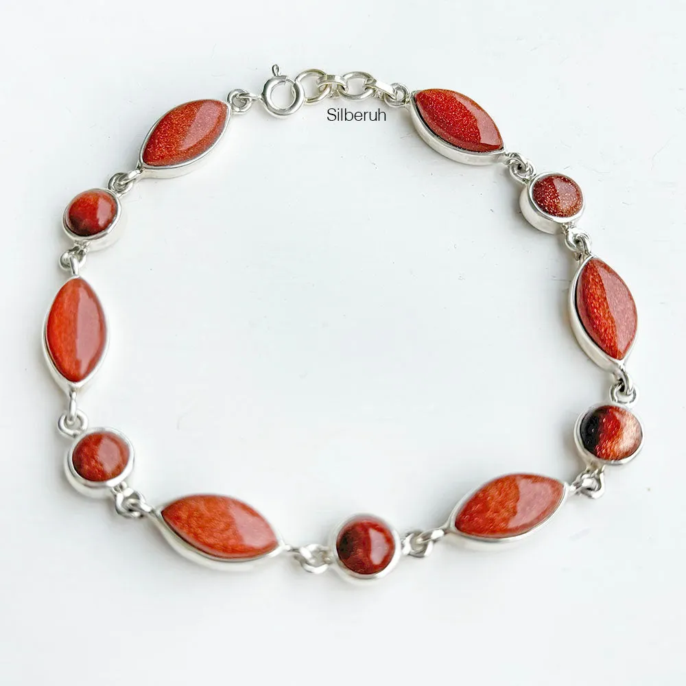 Golden Sunstone Silver Bracelet