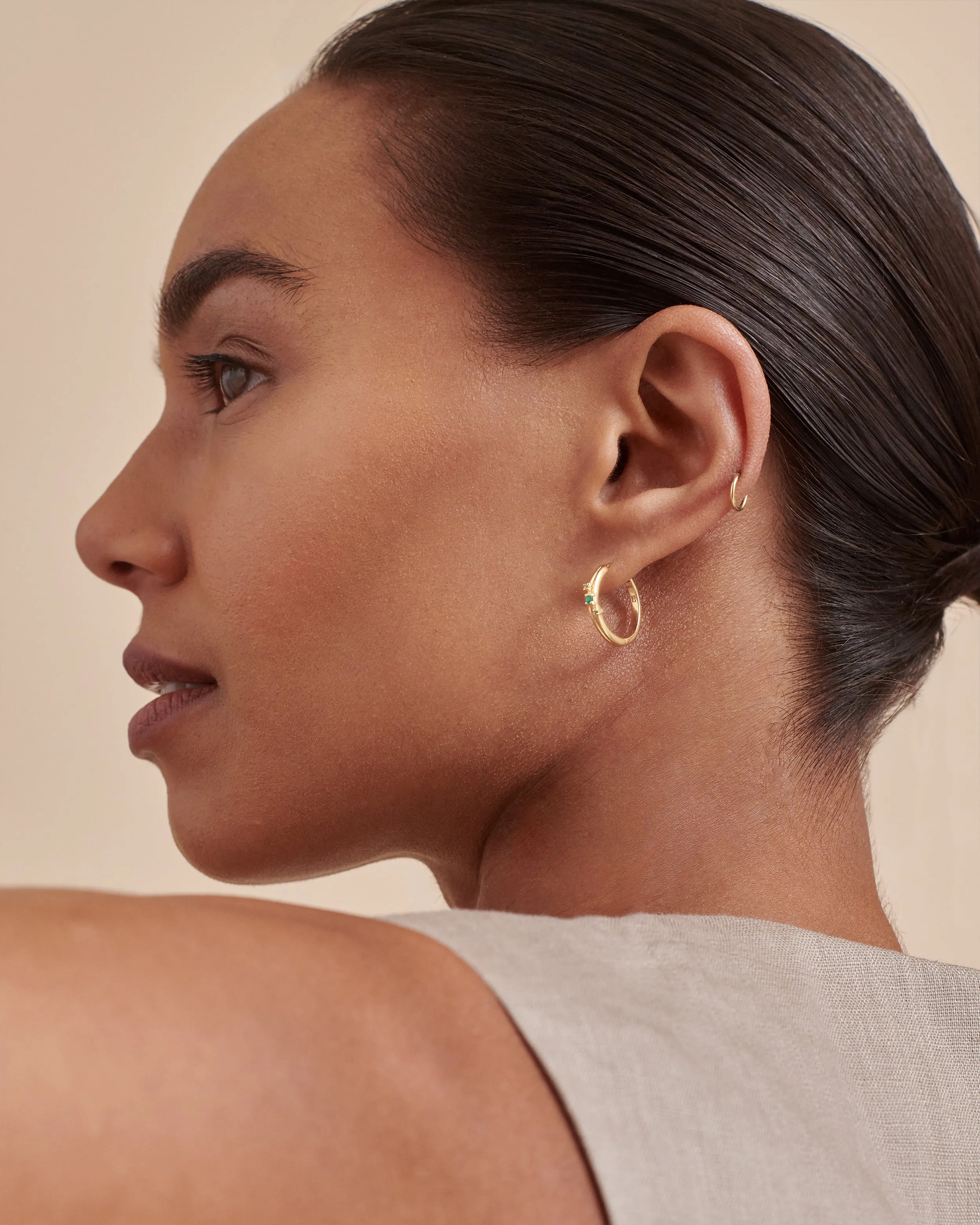 Intuition Emerald Hoop Earrings