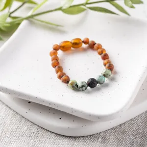 Kids | African Turquoise   Raw Cognac Aromatherapy Bracelet