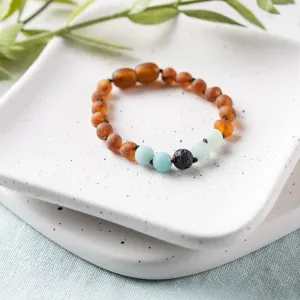 Kids | Amazonite   Raw Cognac Aromatherapy Bracelet