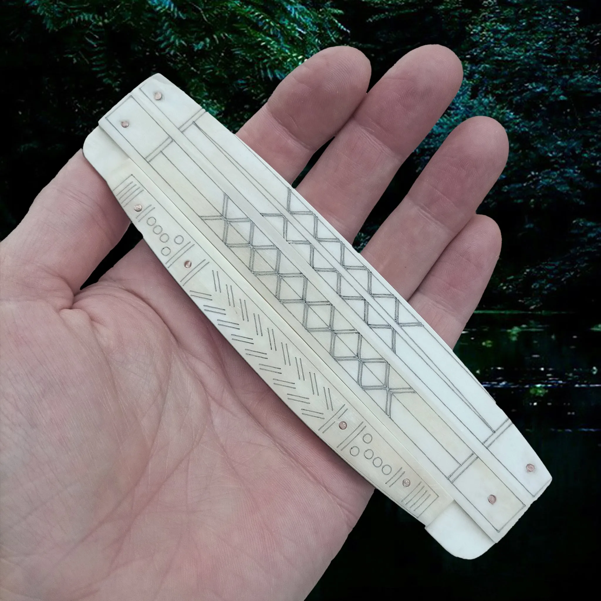 Large Encased Bone Viking Comb with Markings