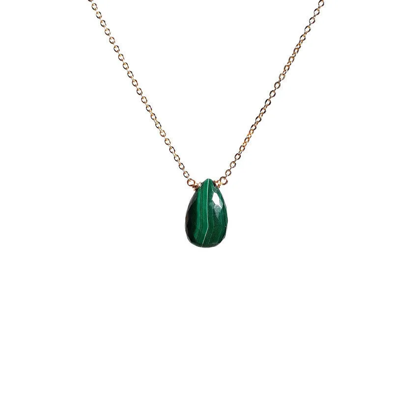 Malachite Pear Briolette Necklace