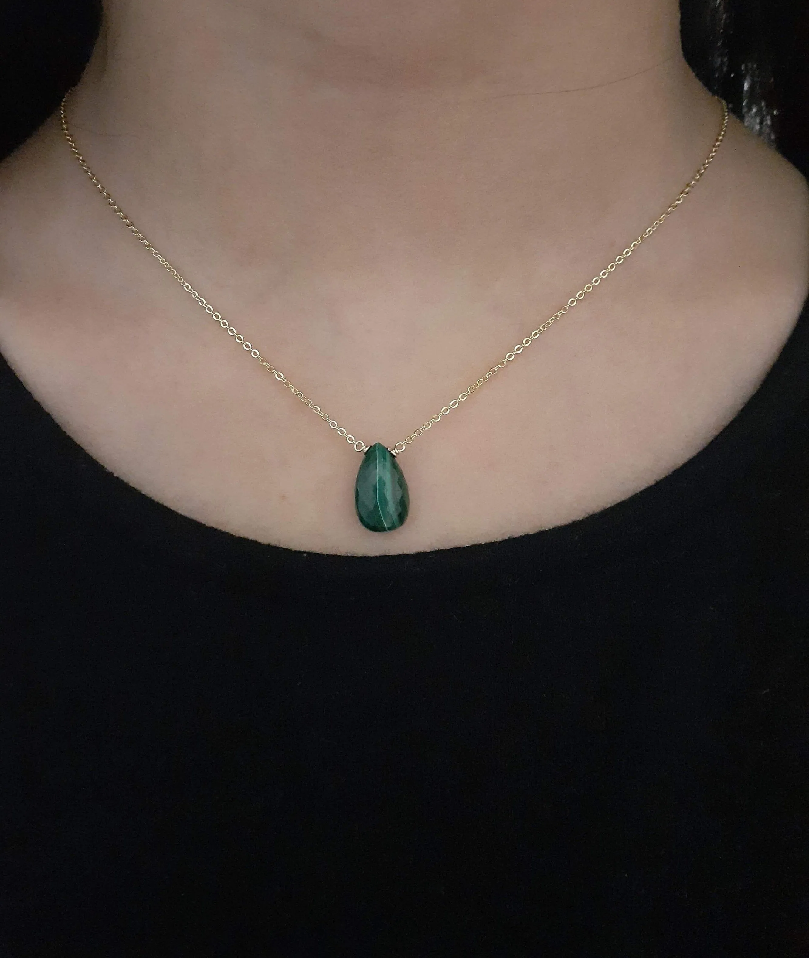 Malachite Pear Briolette Necklace