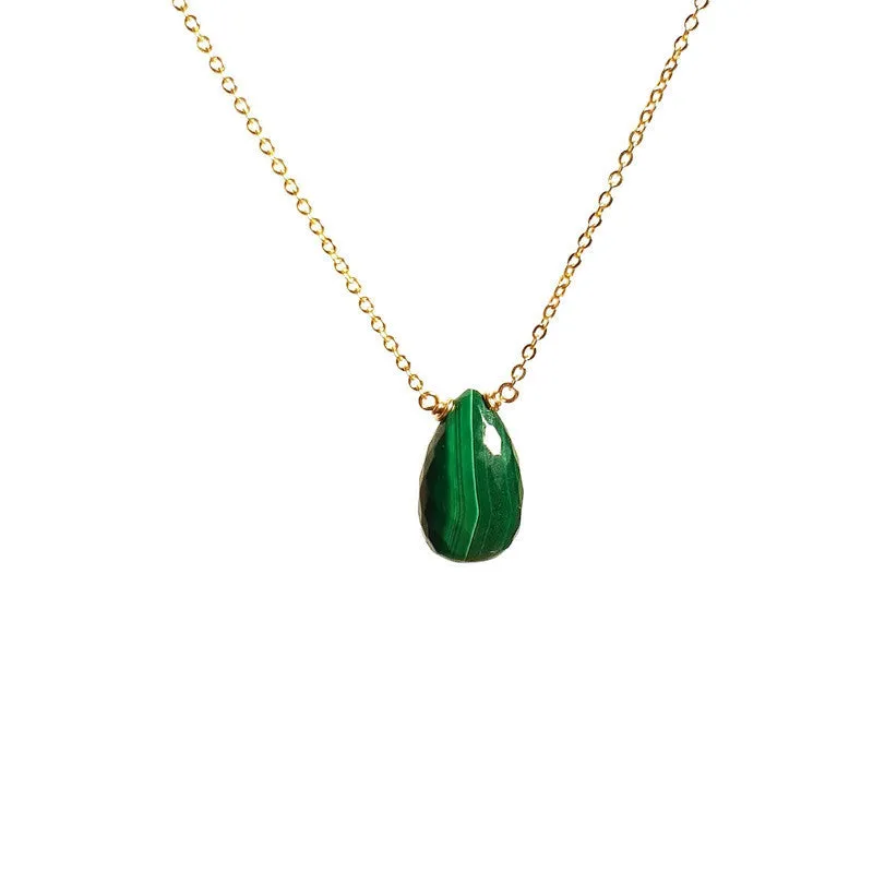 Malachite Pear Briolette Necklace
