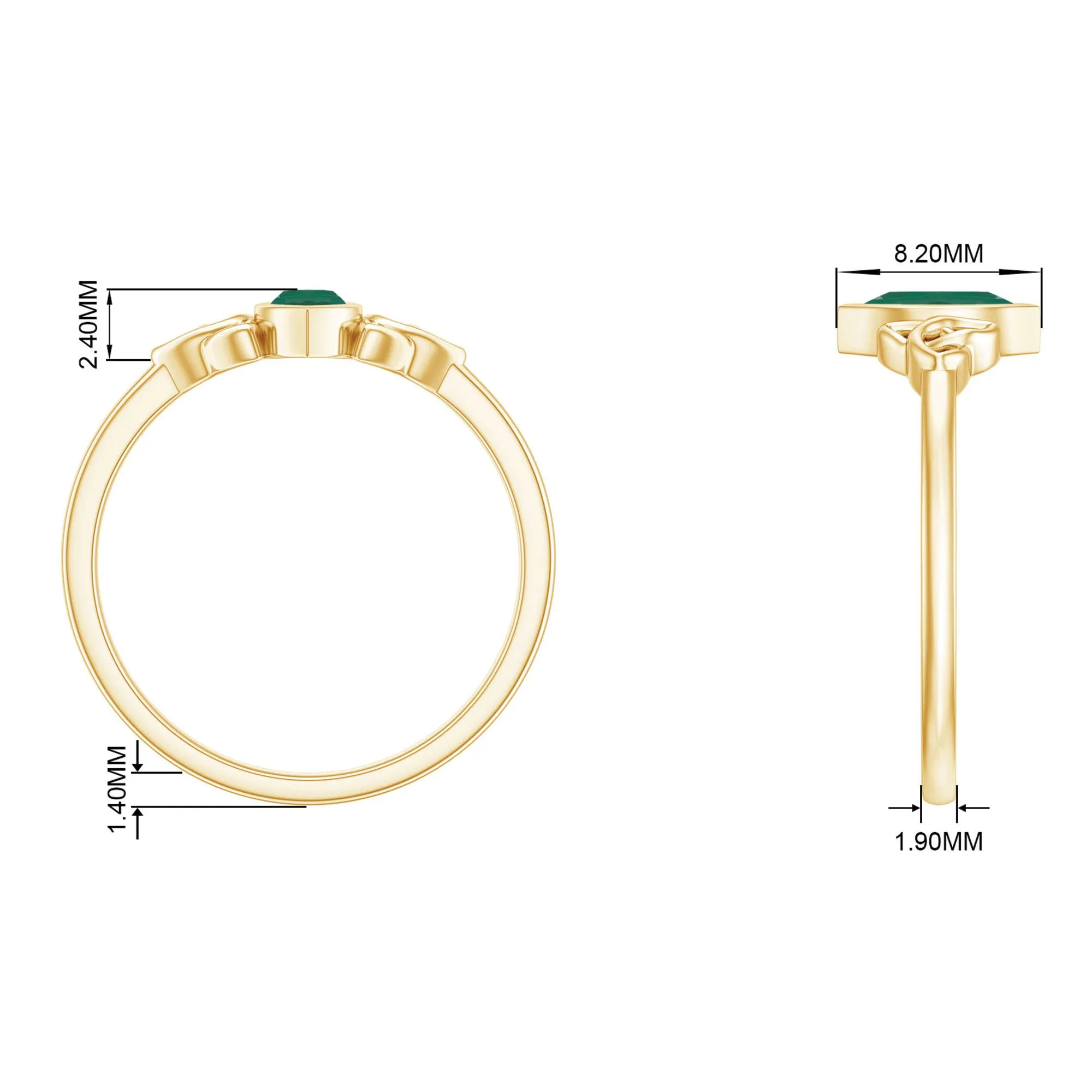 Marquise Cut Emerald Solitaire Celtic Ring in Bezel Setting