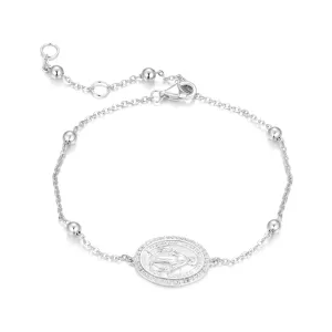 MARY CRYSTAL SILVER BEADED BRACELET