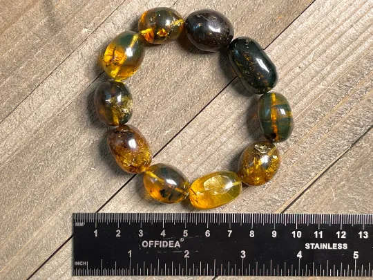 Mexican AMBER Crystal Bracelet - Beaded Bracelet, Handmade Jewelry, Healing Crystals and Stones, 48463