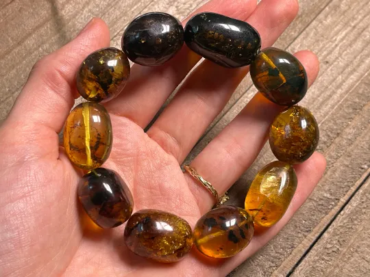 Mexican AMBER Crystal Bracelet - Beaded Bracelet, Handmade Jewelry, Healing Crystals and Stones, 48463