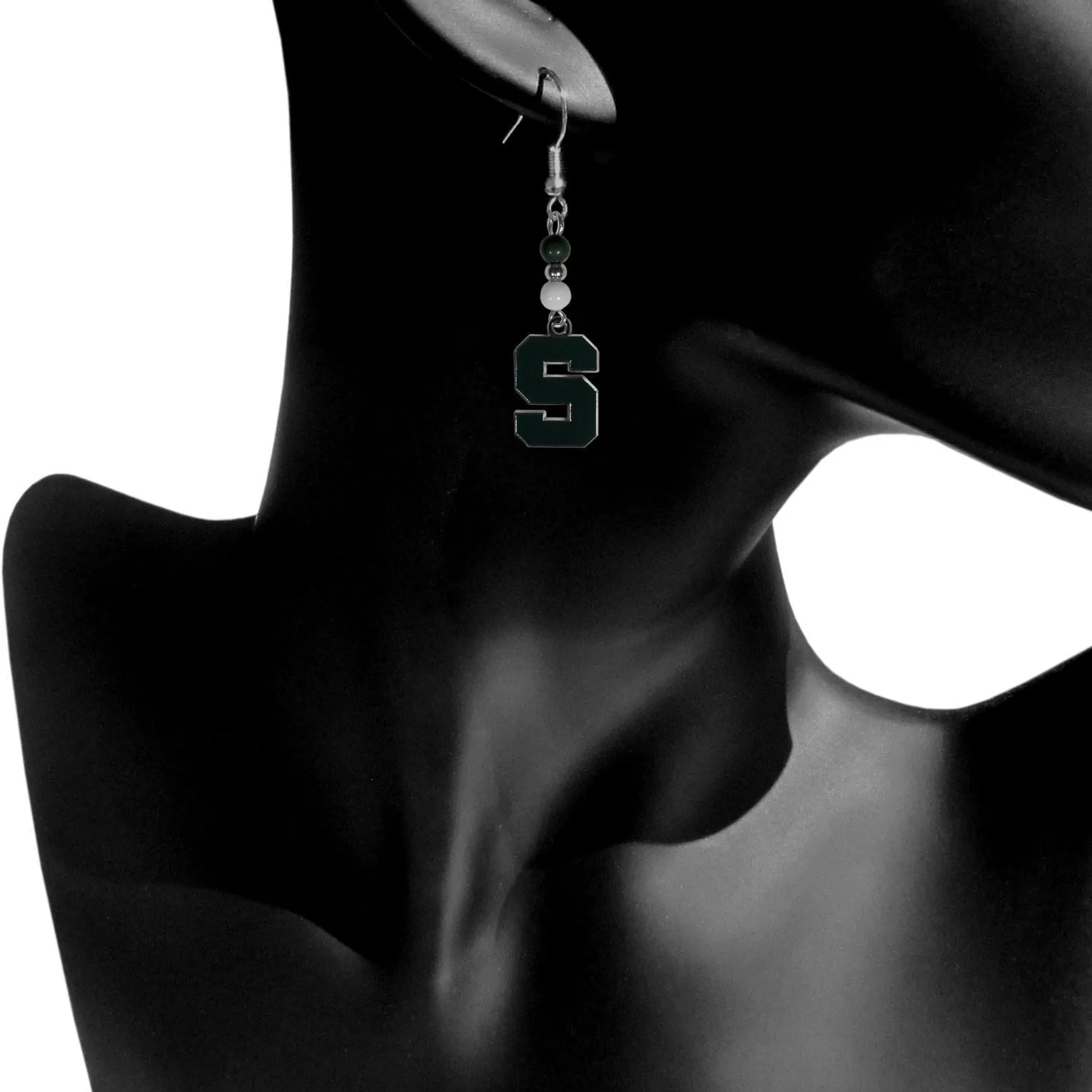 Michigan St. Spartans Fan Bead Dangle Earrings