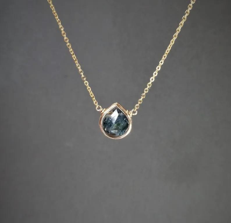 Moss Kyanite Heart Pendant Necklace