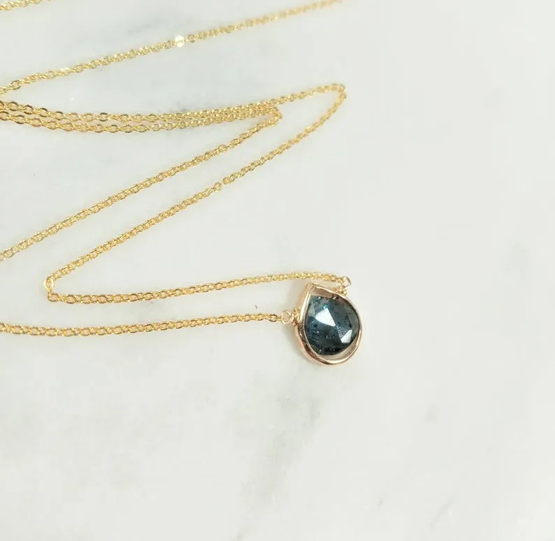 Moss Kyanite Heart Pendant Necklace