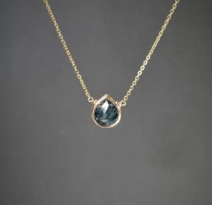 Moss Kyanite Heart Pendant Necklace