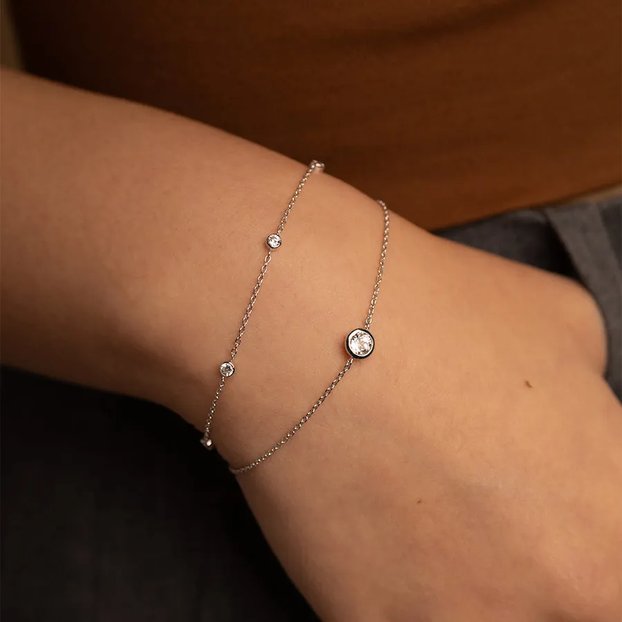 Multi Brilliant Bezel 925 Sterling Silver Bracelet