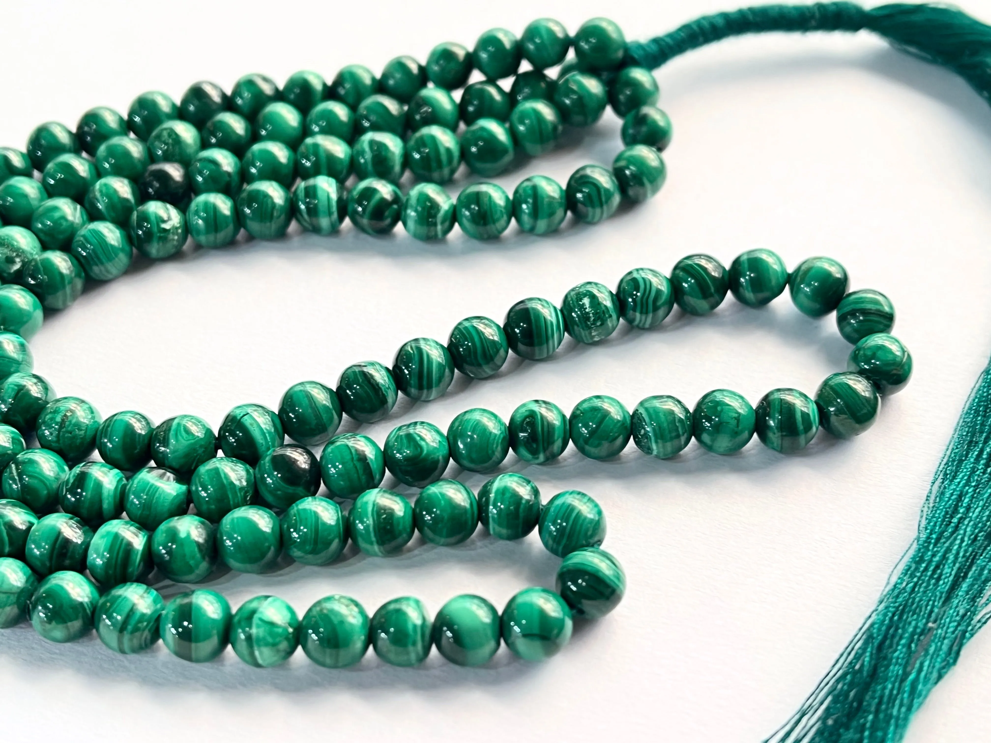 Natural Malachite Smooth spherical shape beads