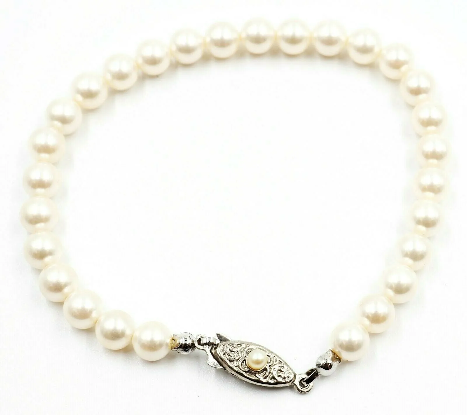 Pearl & Sterling Silver Vintage Bracelet Length: 20cm Fine Vintage Jewellery