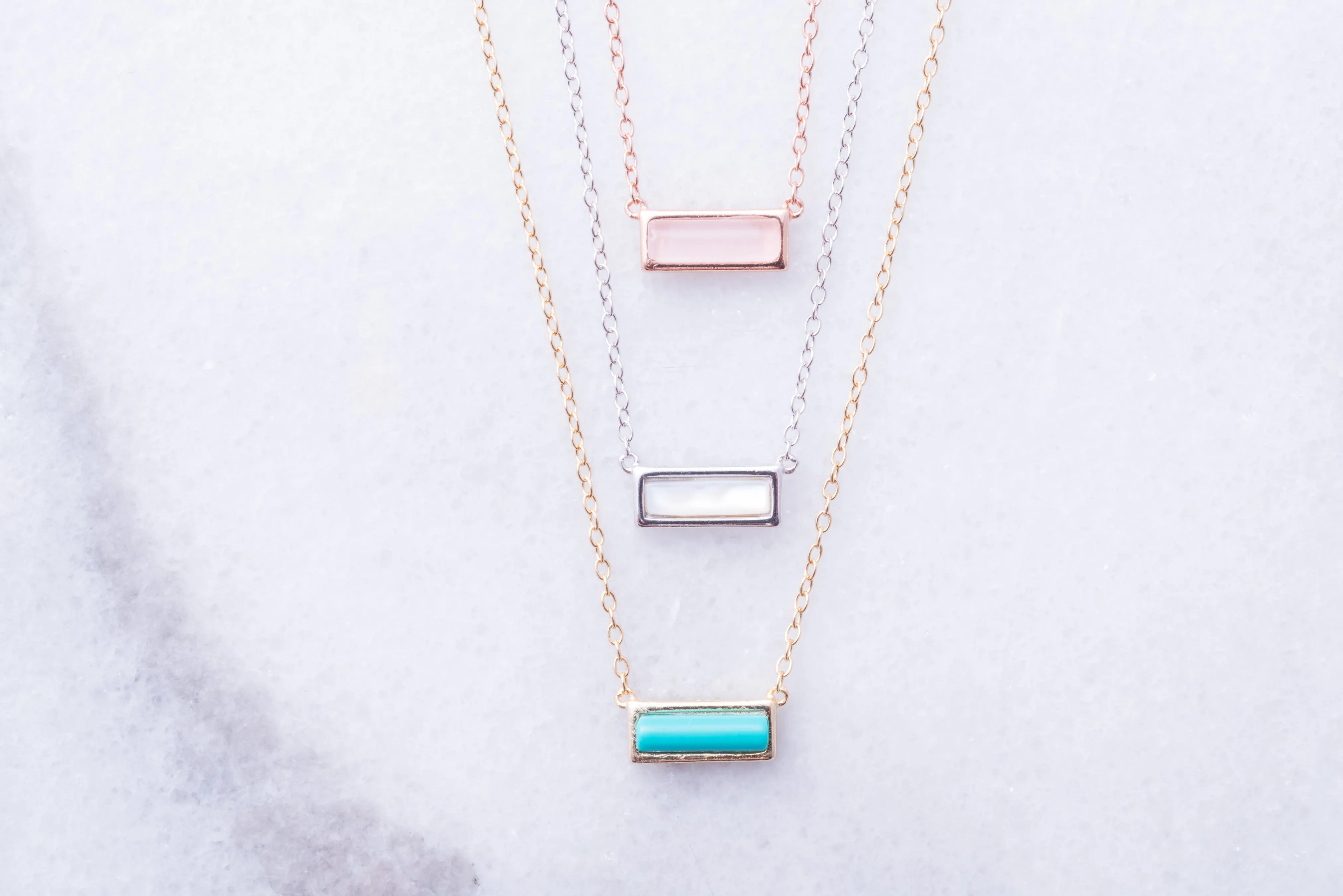 Petite Gemstone Bar Necklace