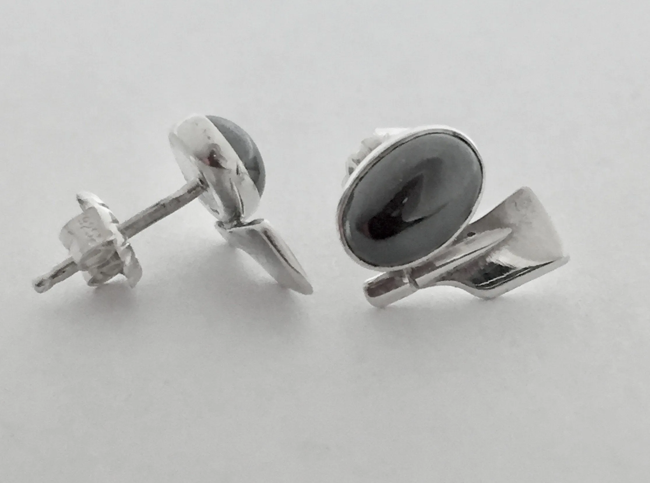 Petite Rowing Blades with Hematite Earrings Made by Rubini Jewelers.