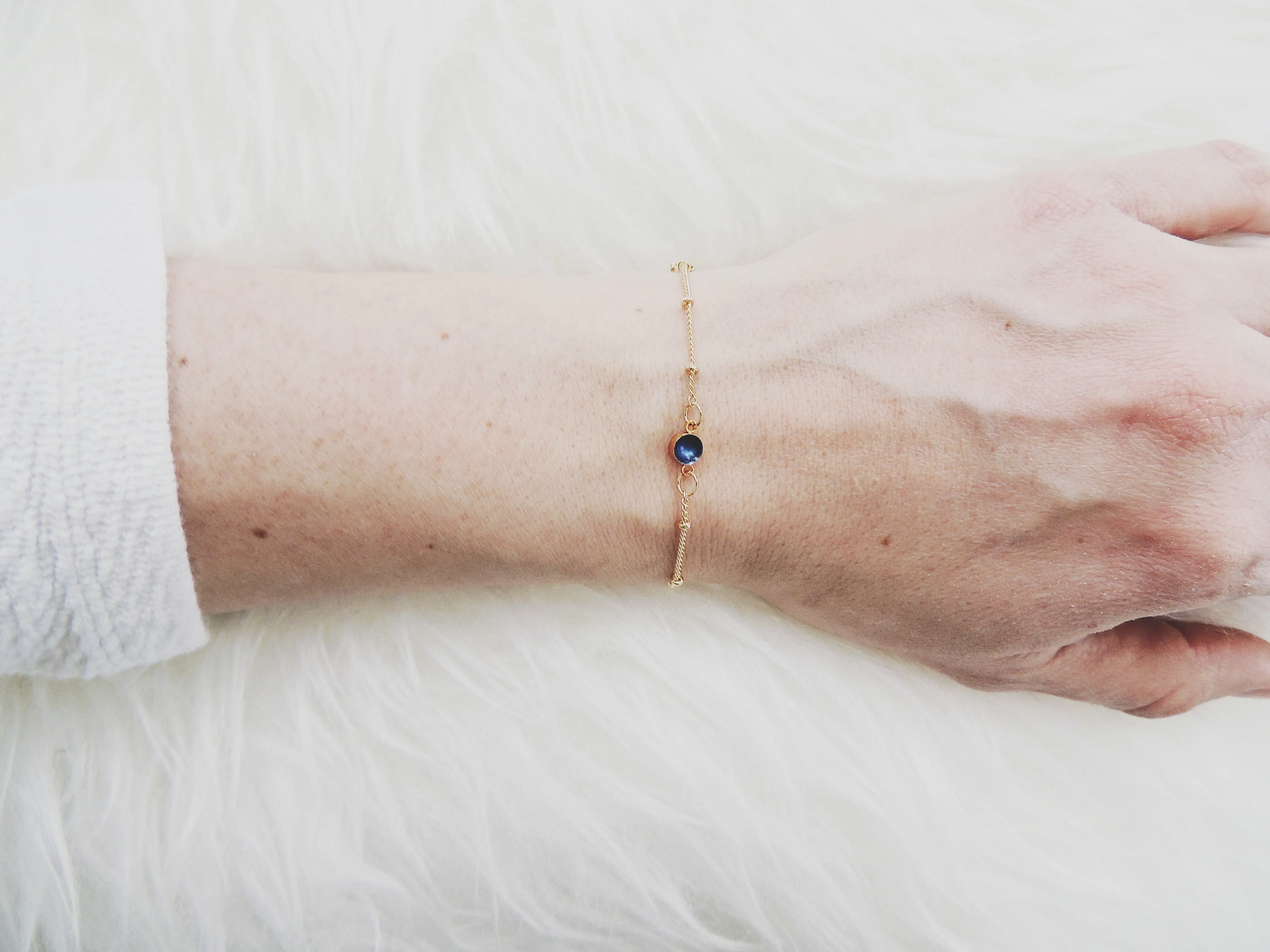 SALE- Enamel Dot Bracelet-Sapphire