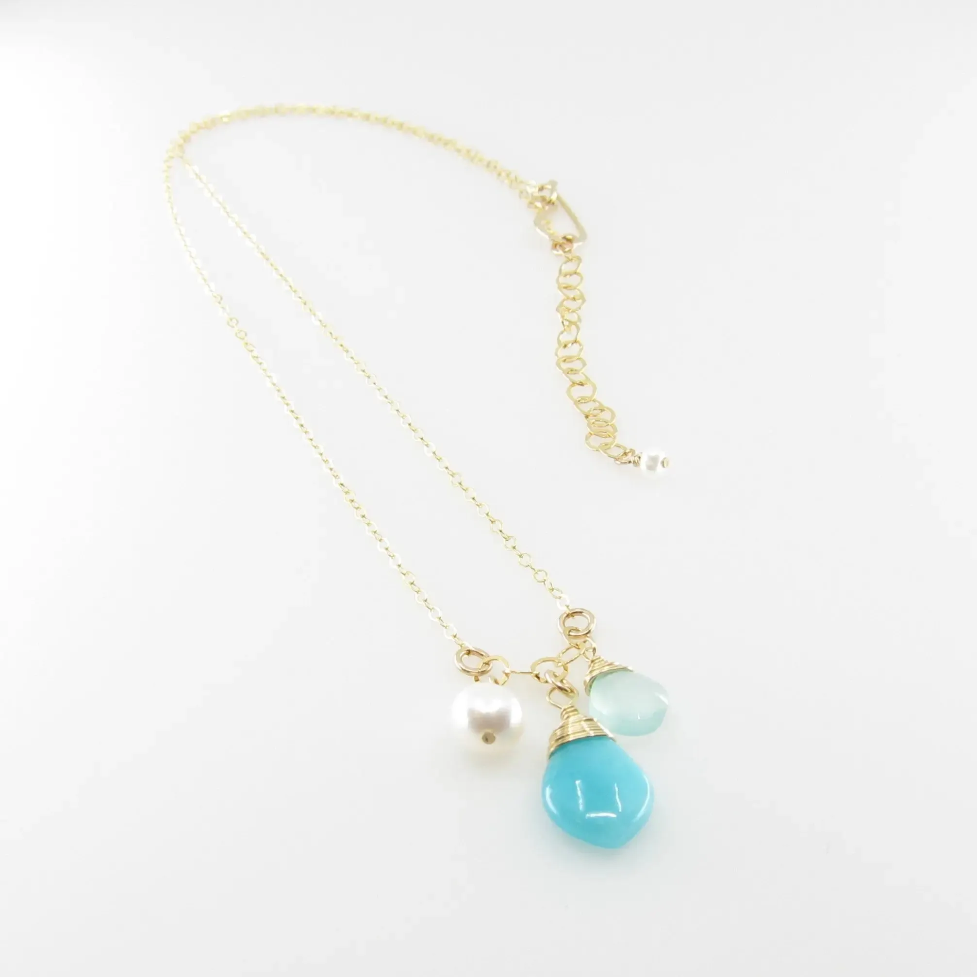 Small Gemstone Cascade Necklace with Amazonite