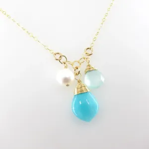 Small Gemstone Cascade Necklace with Amazonite