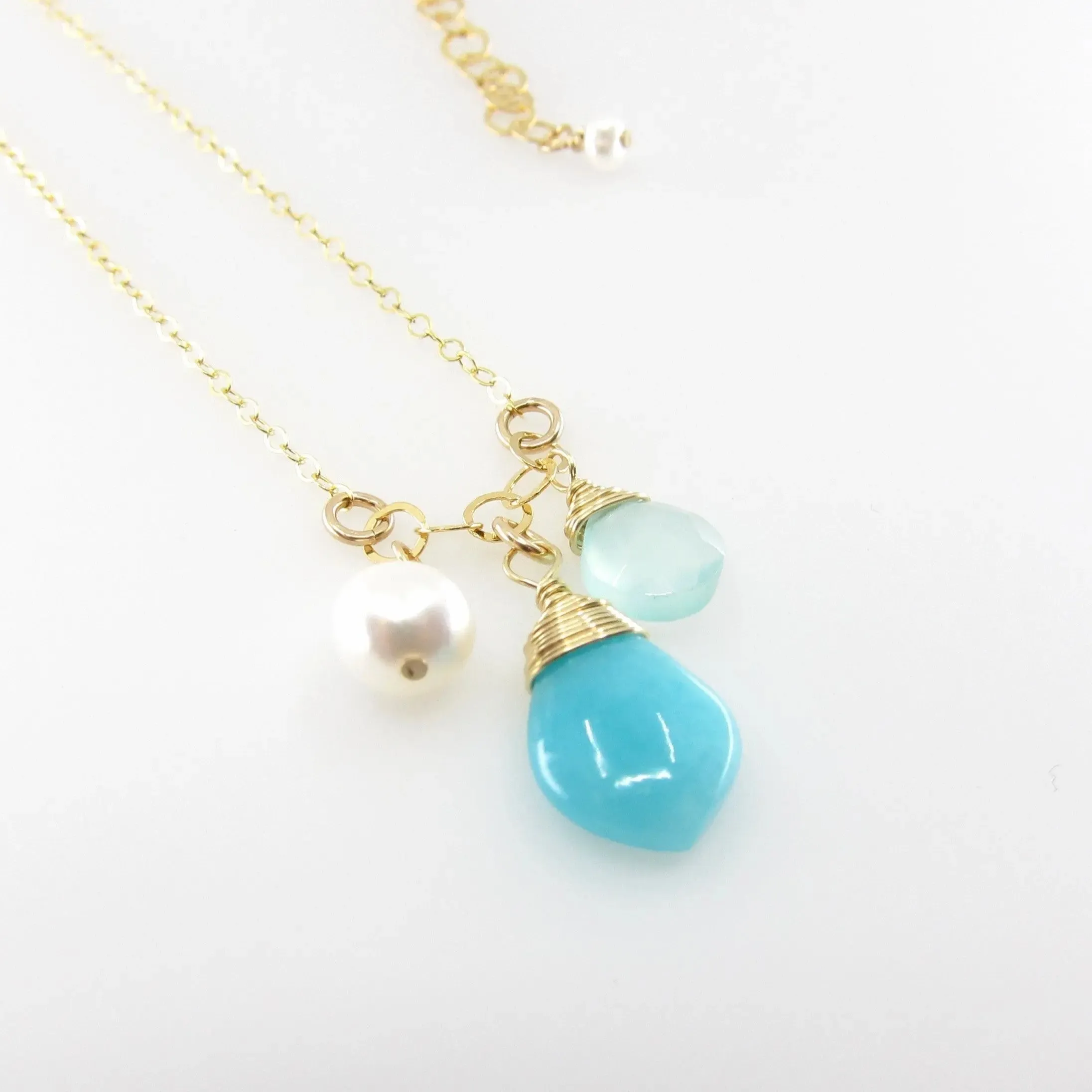Small Gemstone Cascade Necklace with Amazonite