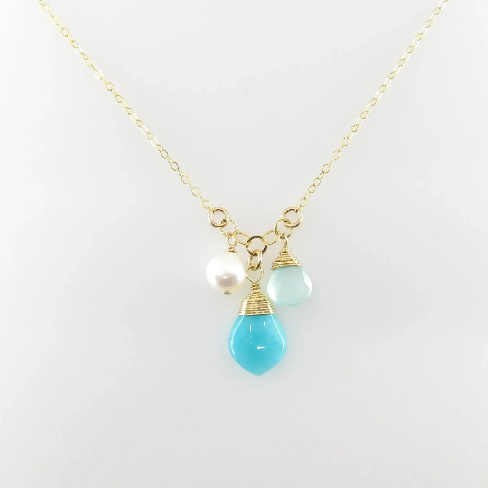Small Gemstone Cascade Necklace with Amazonite