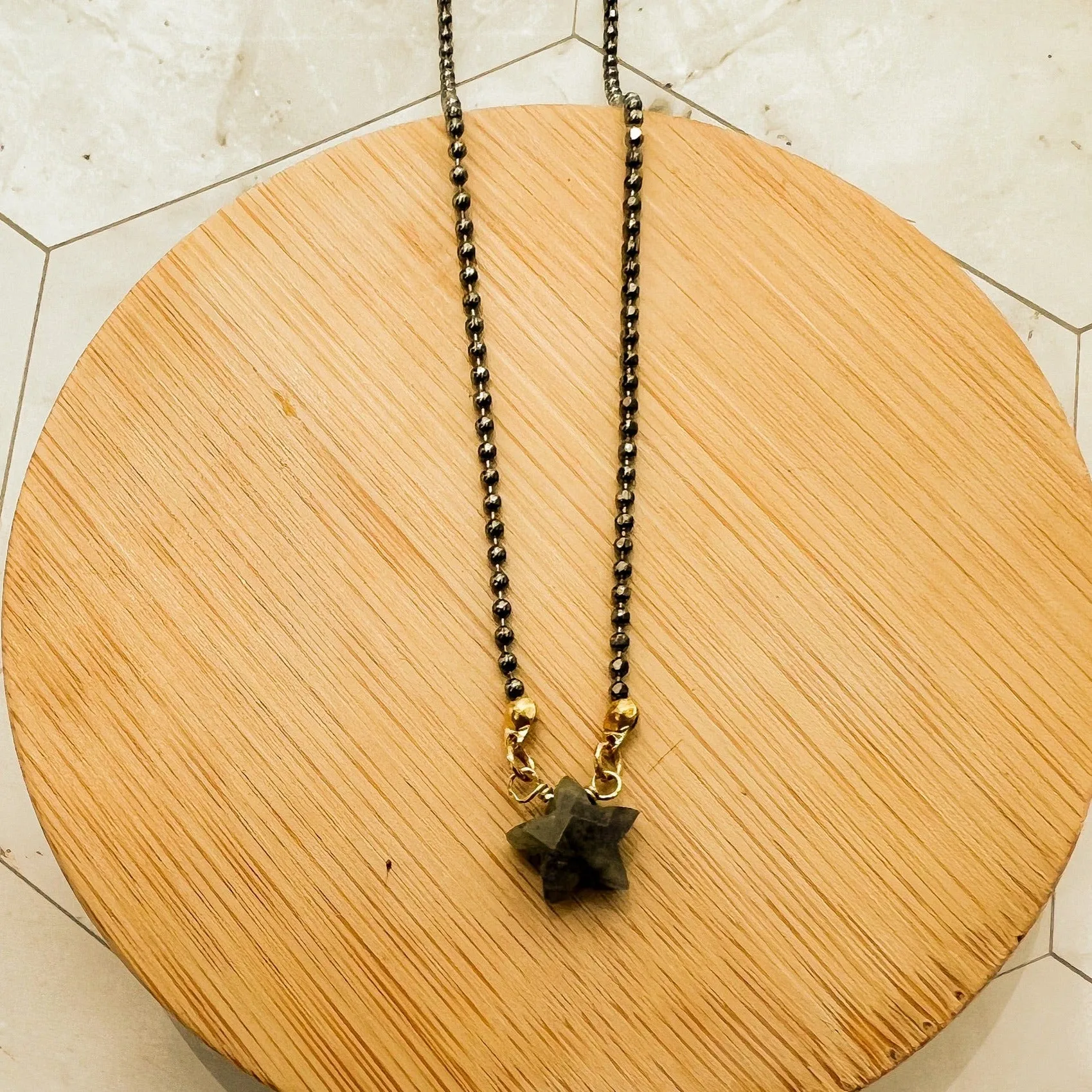 Stella: Labradorite Chubby Star Necklace