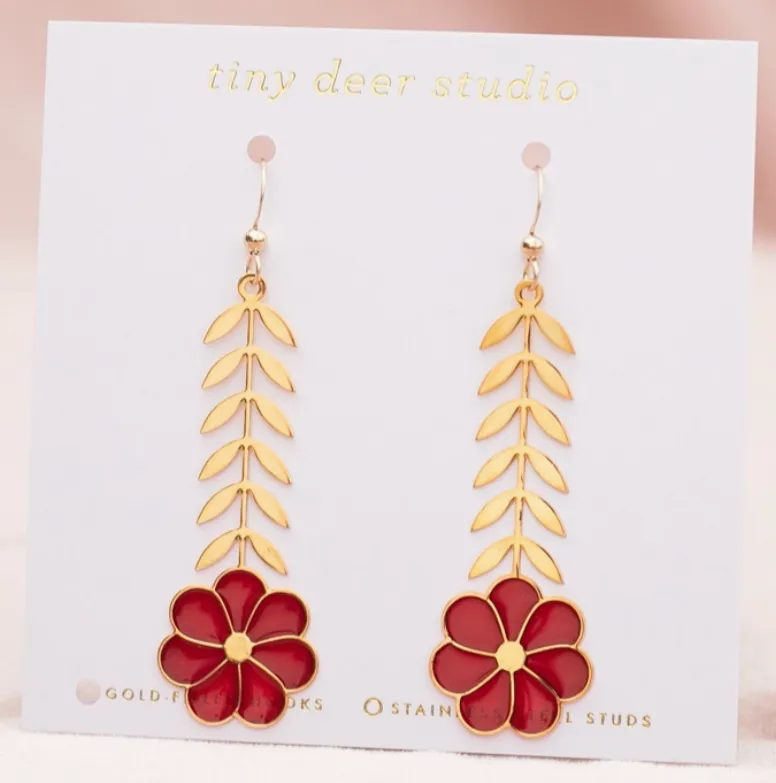 Translucent Leafy Flower Earrings