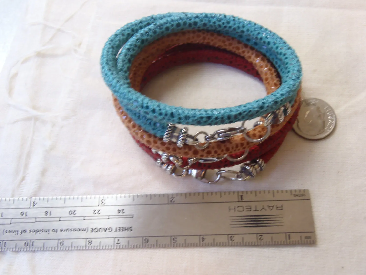 turquoise, red or orange Leather wrap bohemian Bracelet