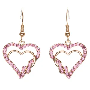 Valentines Jewelry Beautiful Crystal Rhinestone Hearts Earrings E907 Pink