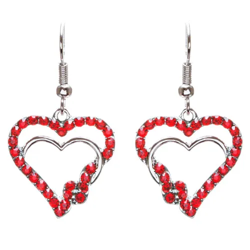 Valentines Jewelry Beautiful Crystal Rhinestone Hearts Earrings E907 Red
