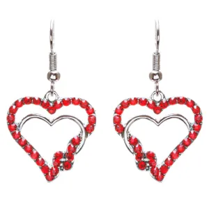 Valentines Jewelry Beautiful Crystal Rhinestone Hearts Earrings E907 Red